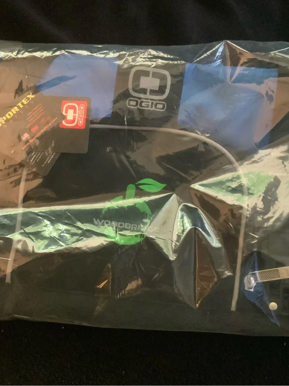 OGIO Blue and Black Duffel Bag with Woodbridge Logo